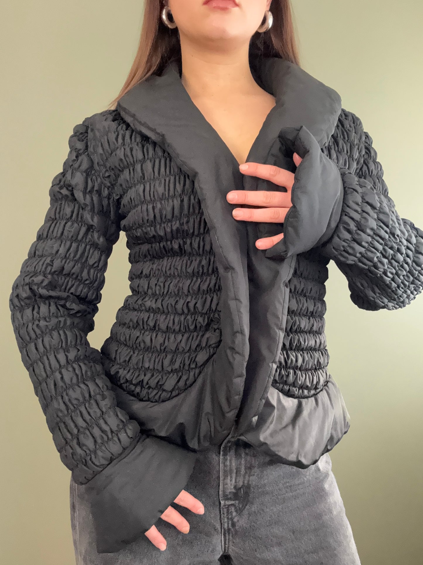 Ruched Fitted Puffer Coat (UK10)