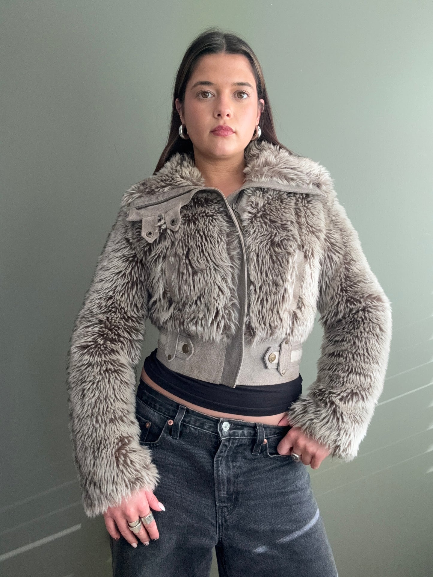 Faux Fur Bomber Jacket (UK6)