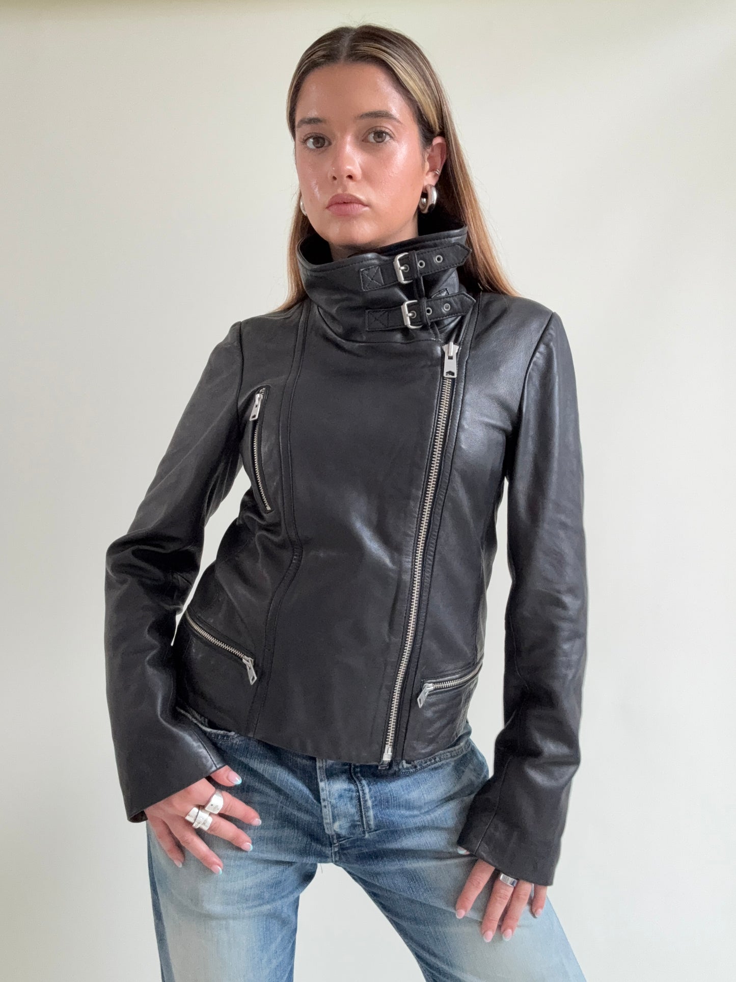 Allsaints Leather Buckle Jacket (UK12)