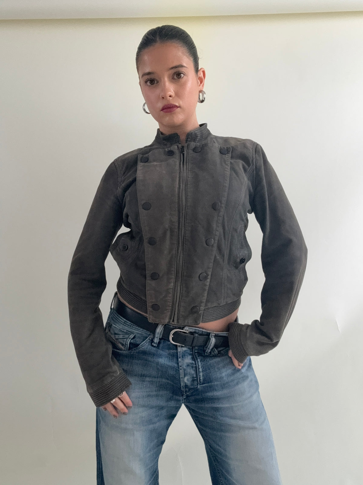 Vintage Diesel Leather Military Jacket (S)