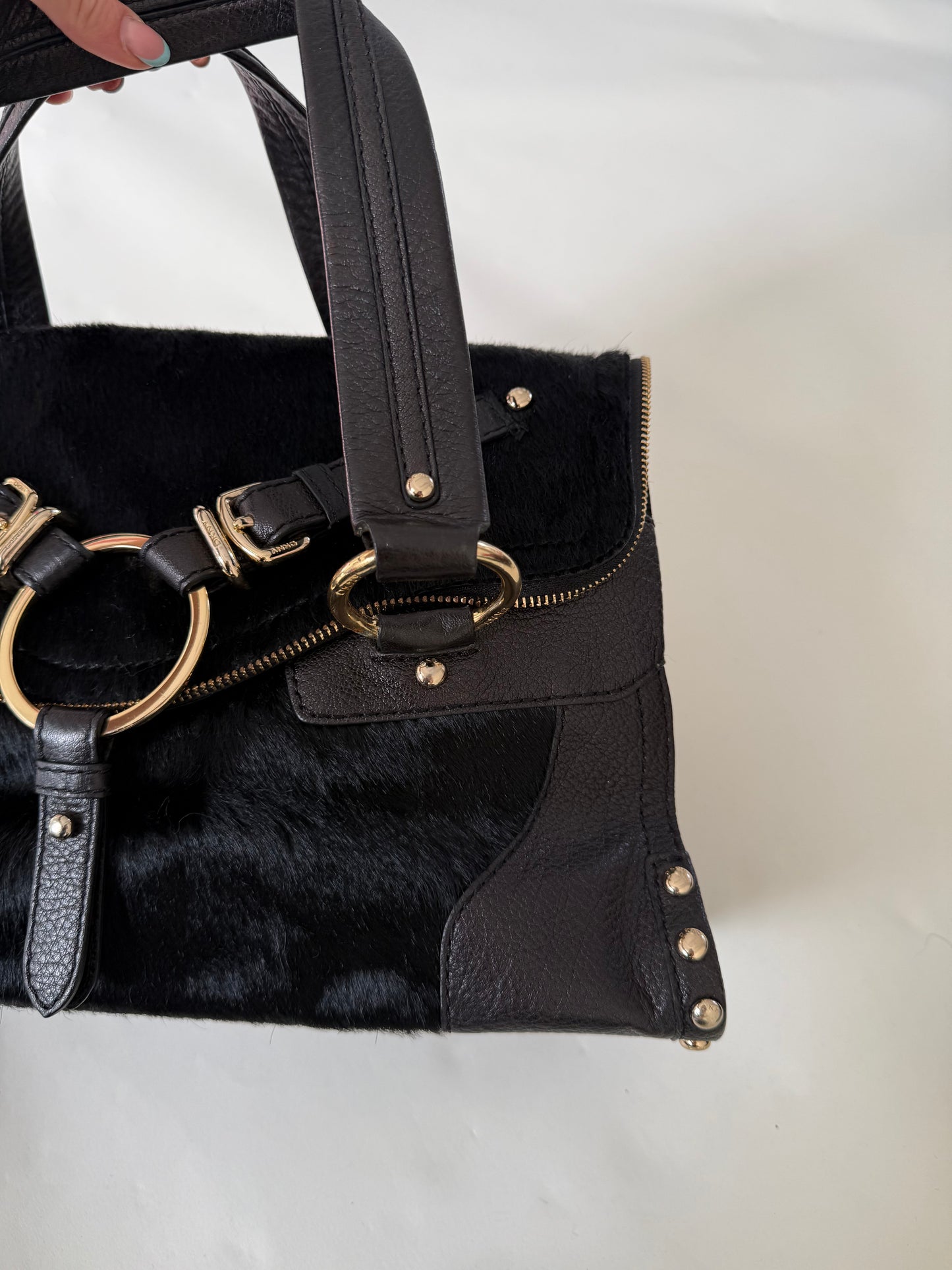 DKNY Pony Hair Studded Handbag