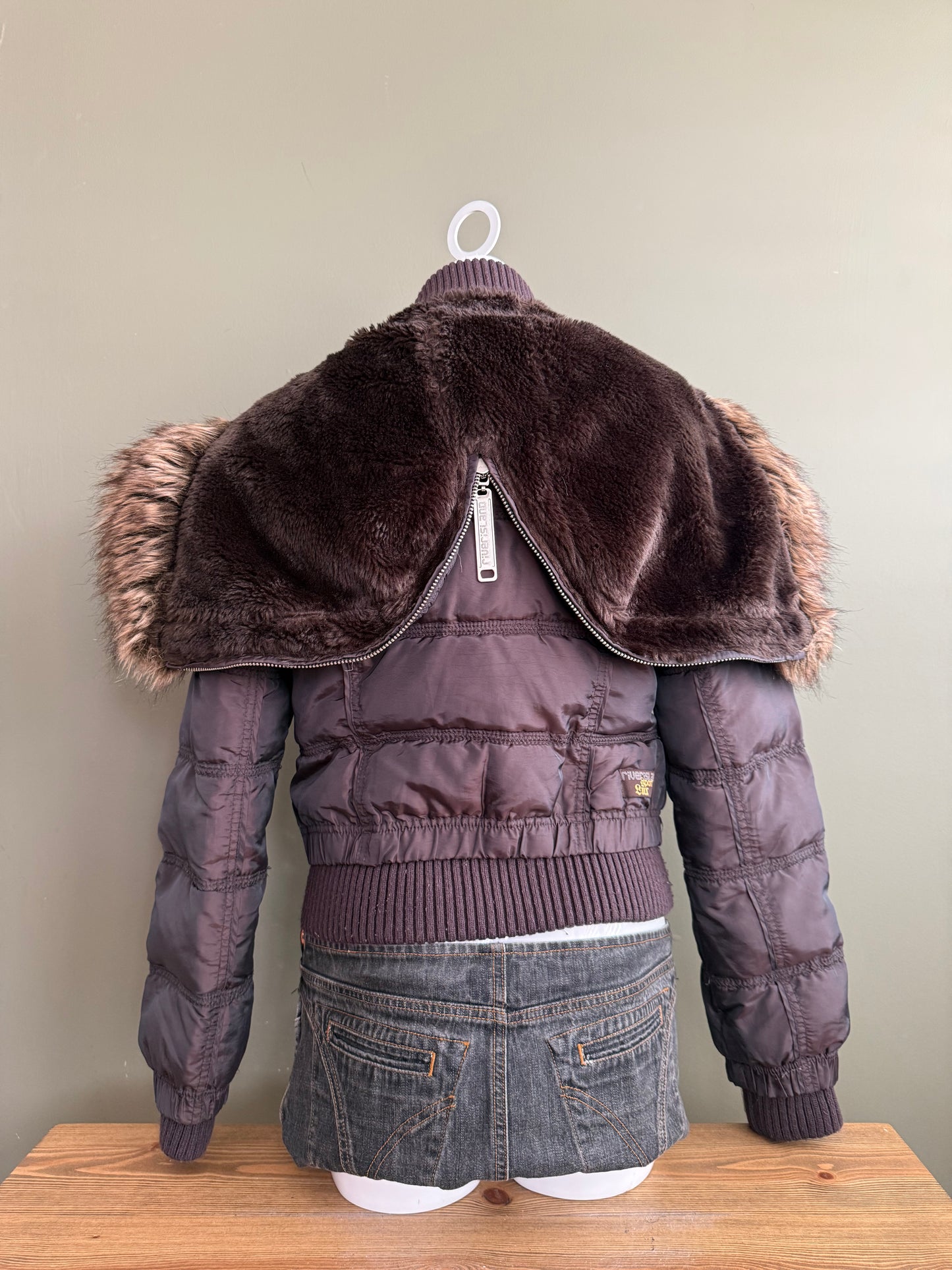 Y2K Brown Puffer Jacket (UK12)