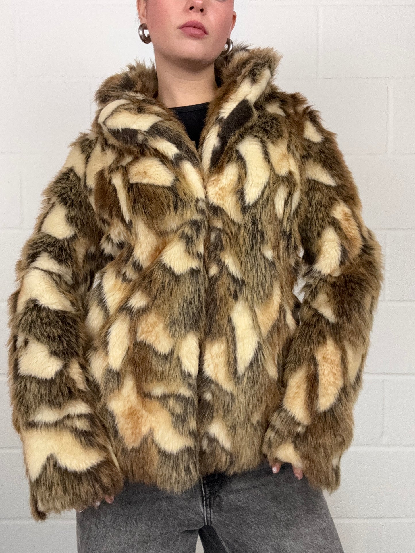 Faux Fur Patchwork Jacket (UK10)