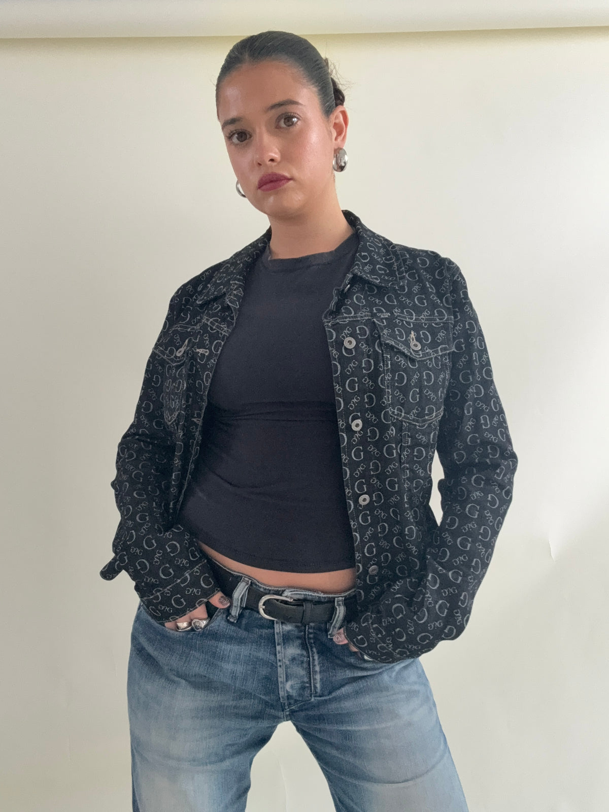 Vintage Guess Monogram Denim Jacket (M)