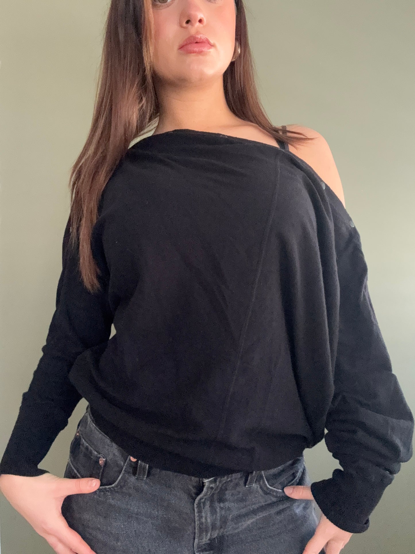 Allsaints Popper Detail Bat Wing Jumper (L)