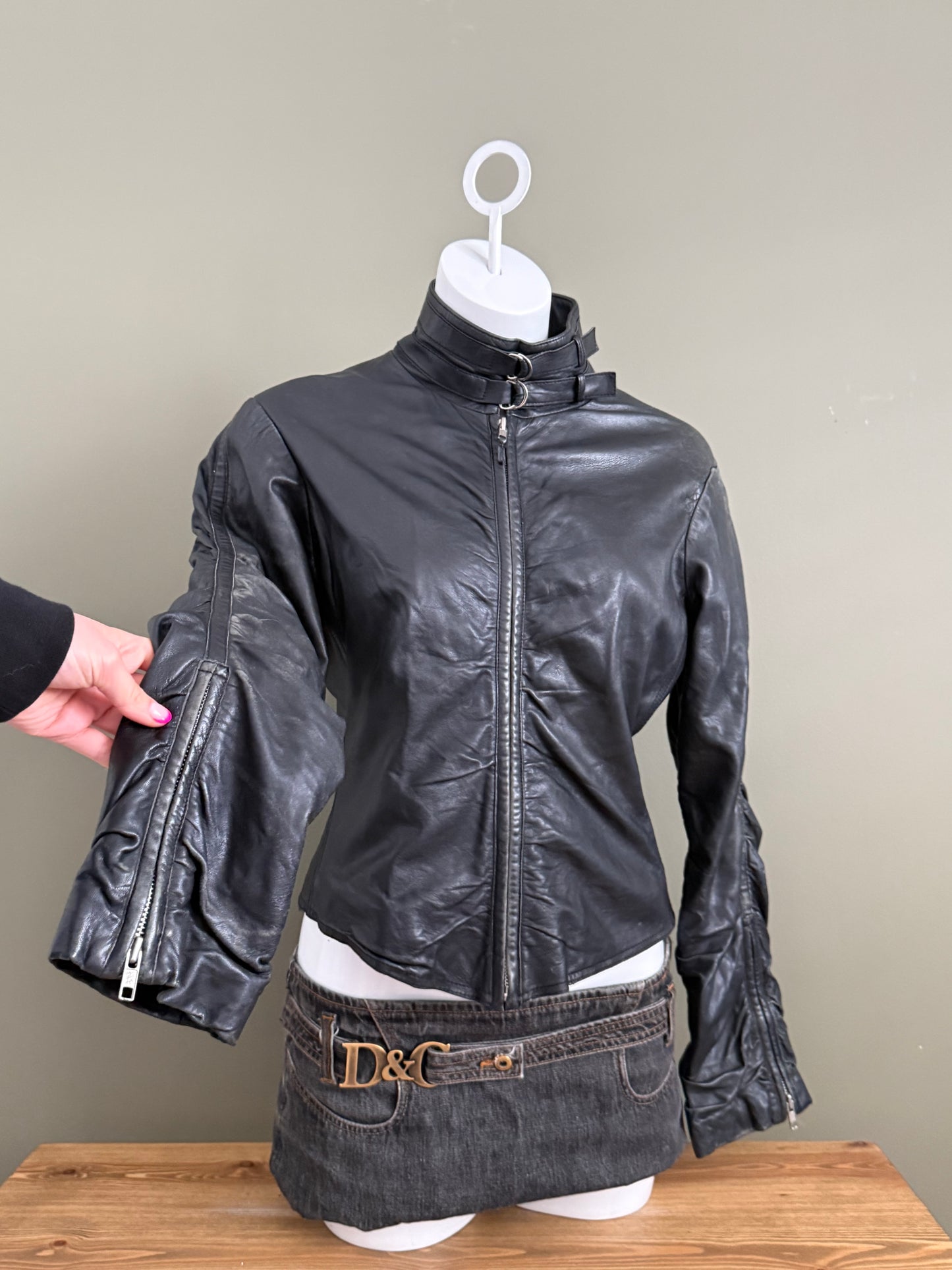 Leather Ruched Jacket (UK14)