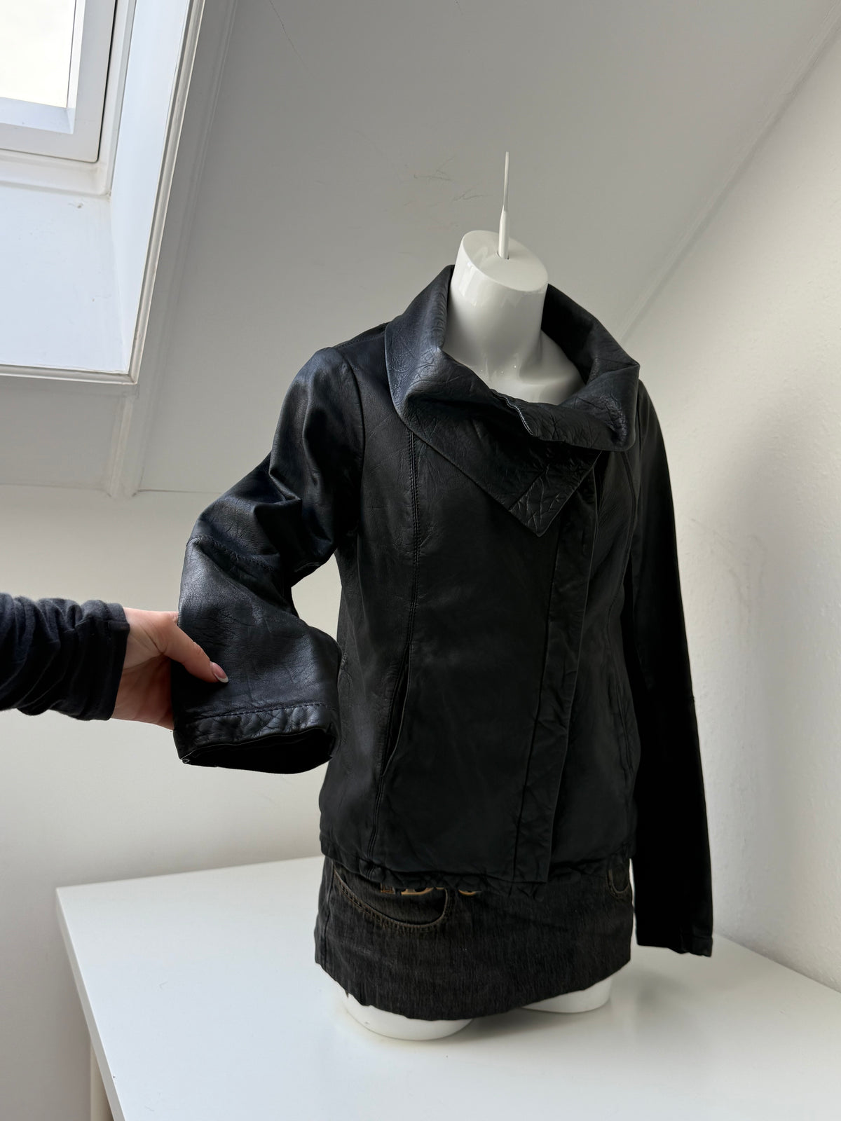 Allsaints Leather Asymmetric Jacket (UK12)