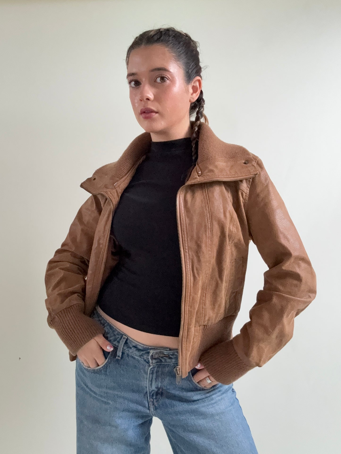 Leather Bomber Jacket (UK16)