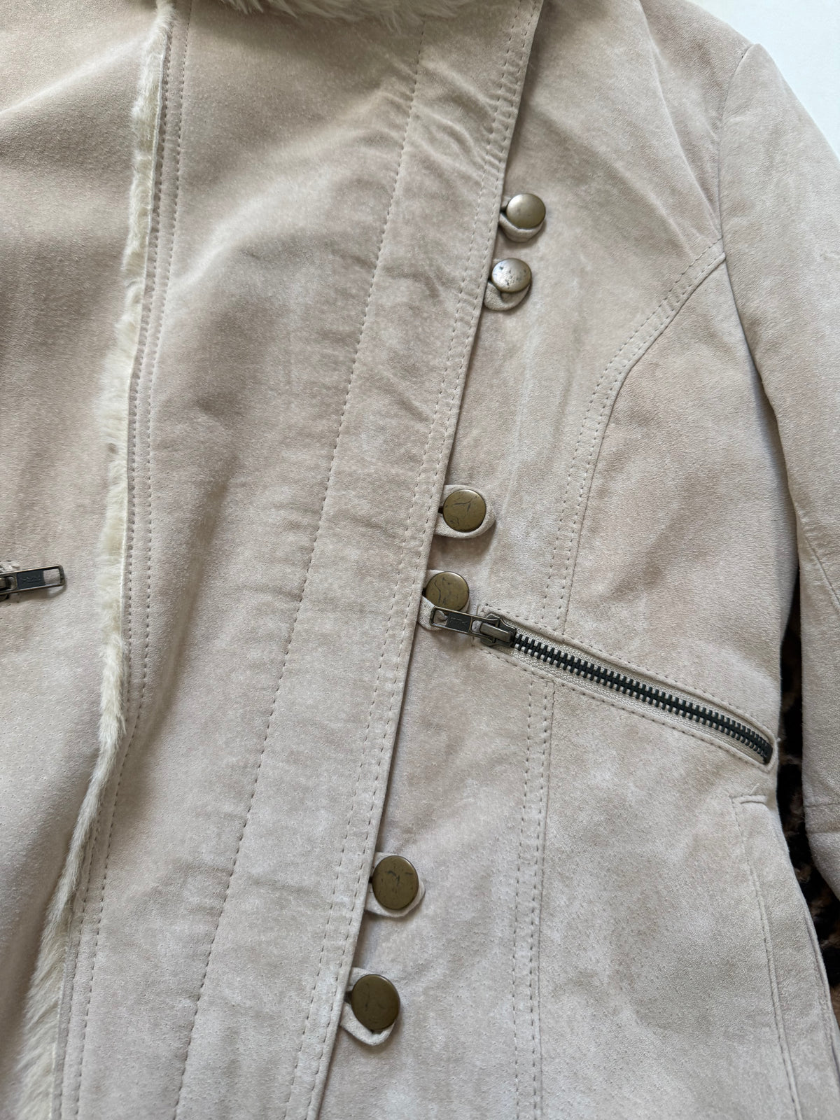 Suede Funnel Neck Hooded Jacket (UK12)