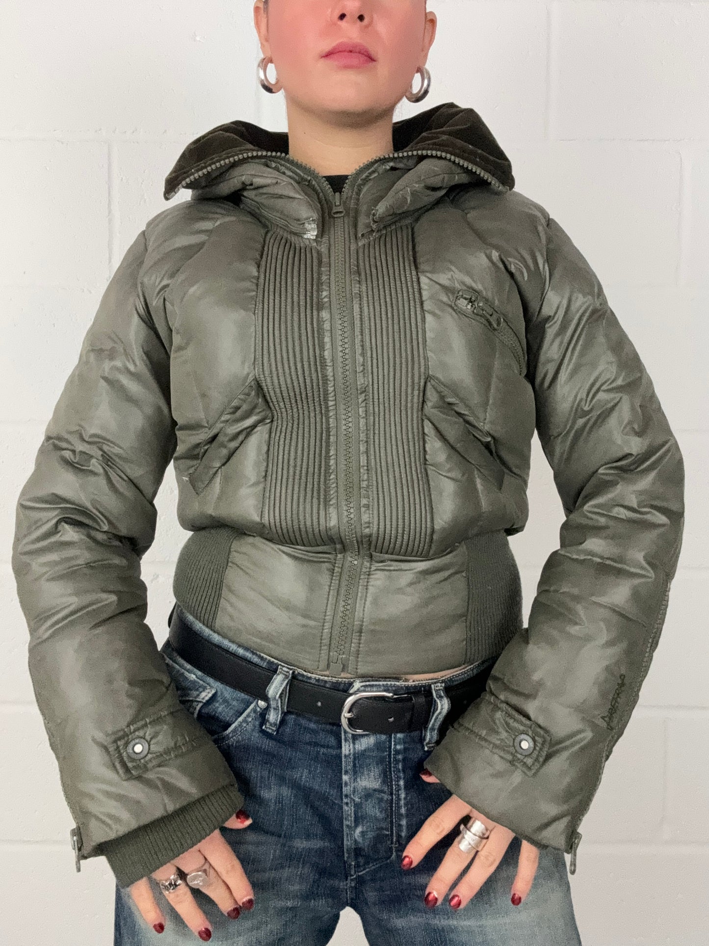 Firetrap Khaki Puffer Jacket (M)