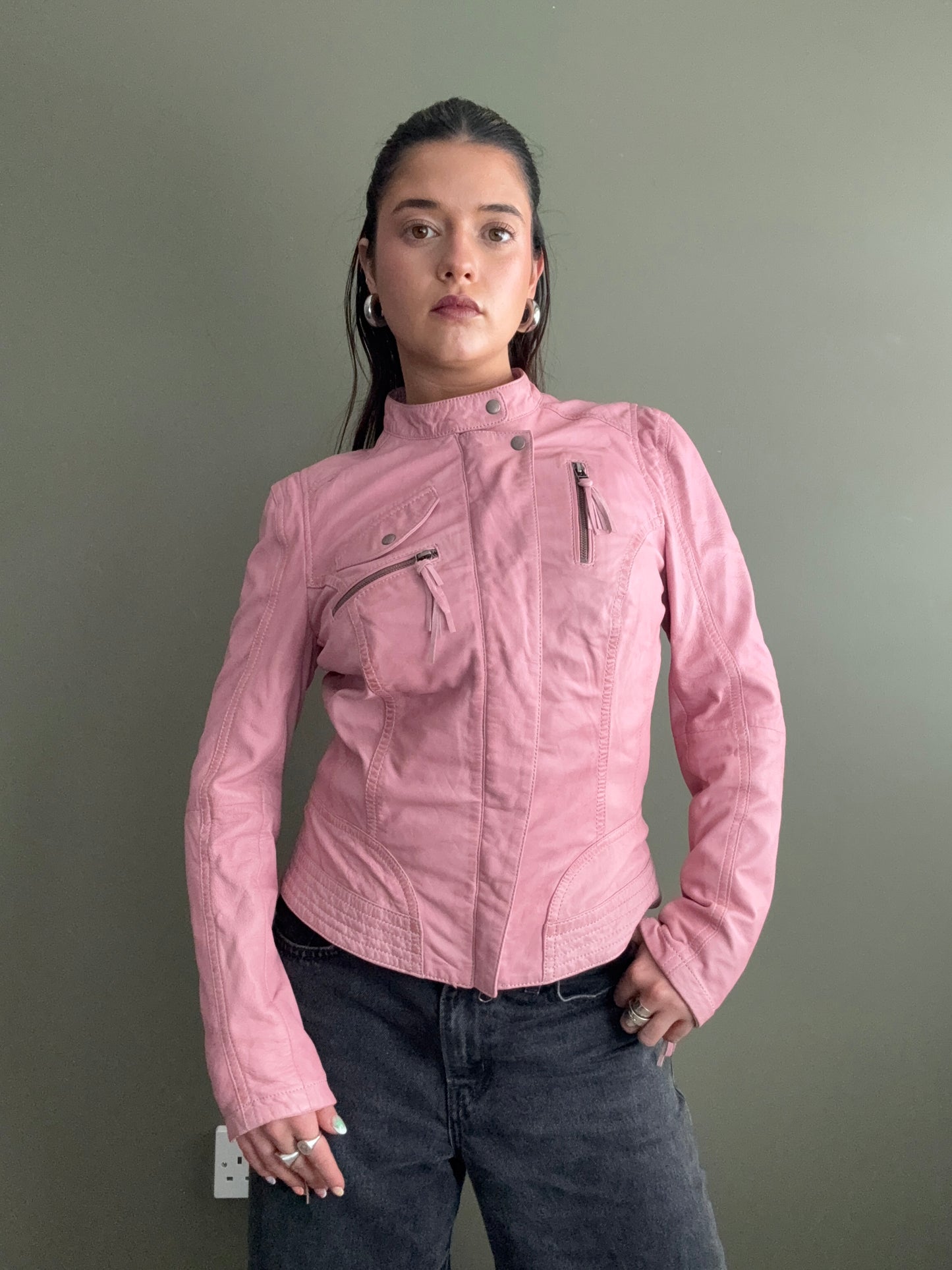 Pink Leather Jacket (UK12)