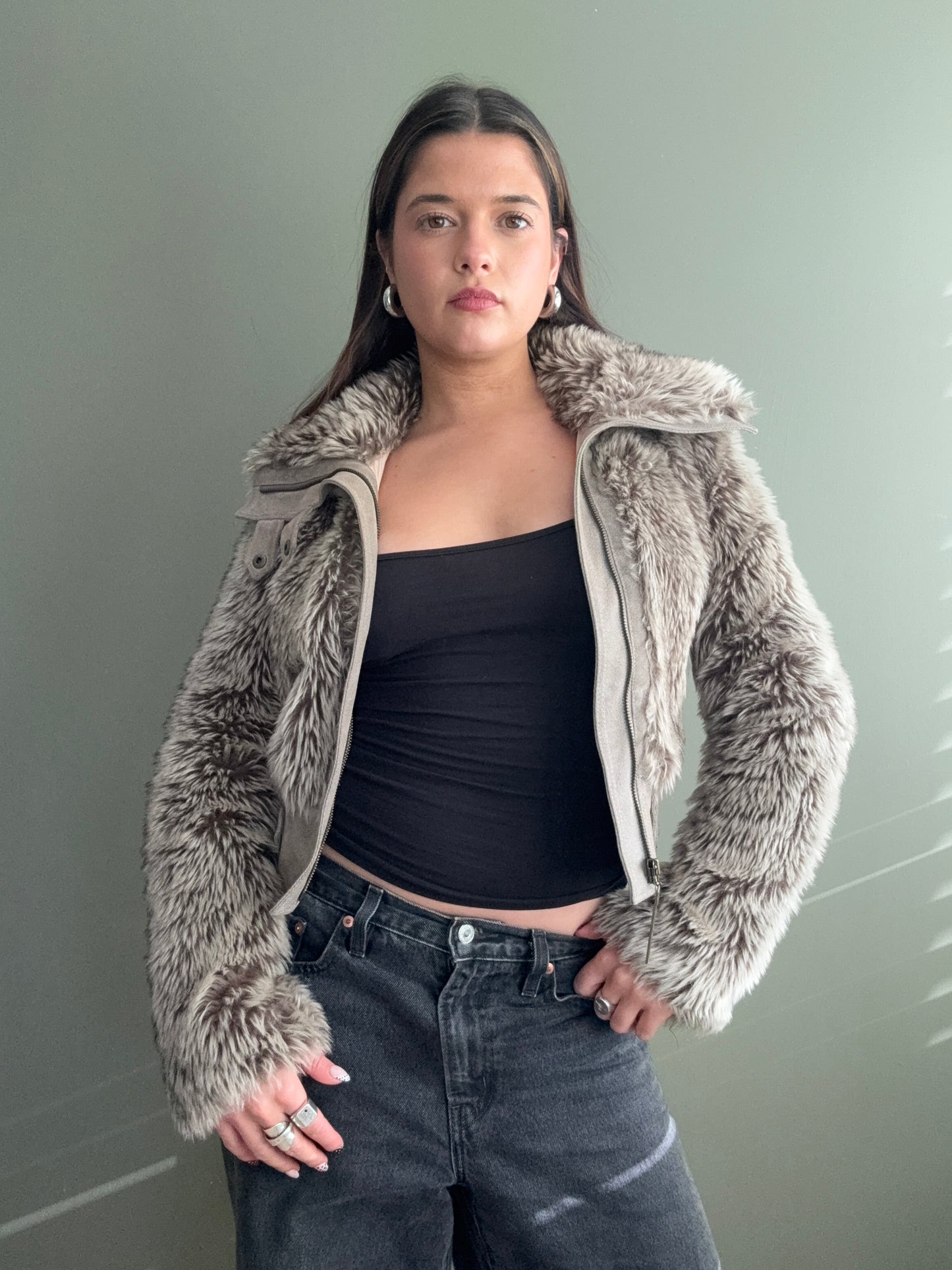 Faux Fur Bomber Jacket (UK6)