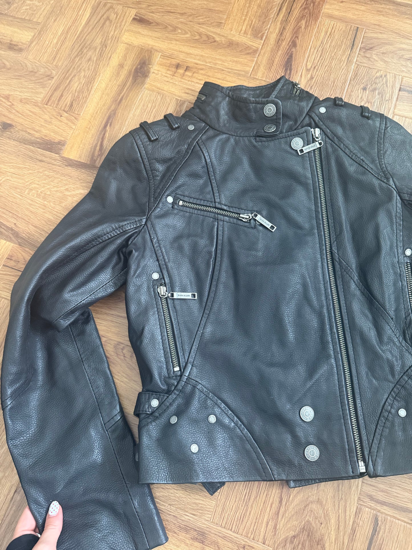 Leather Biker Jacket (UK10)