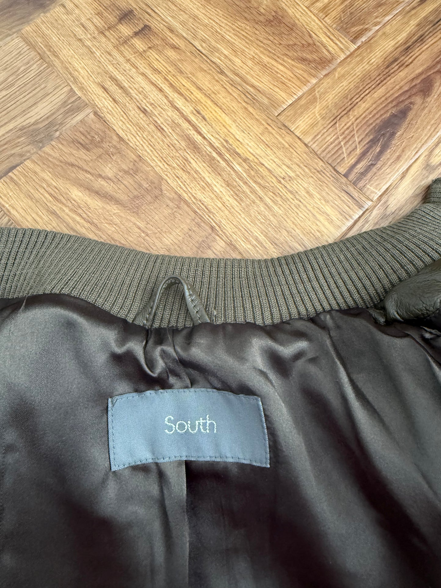 Khaki Cargo Leather Jacket (UK10)