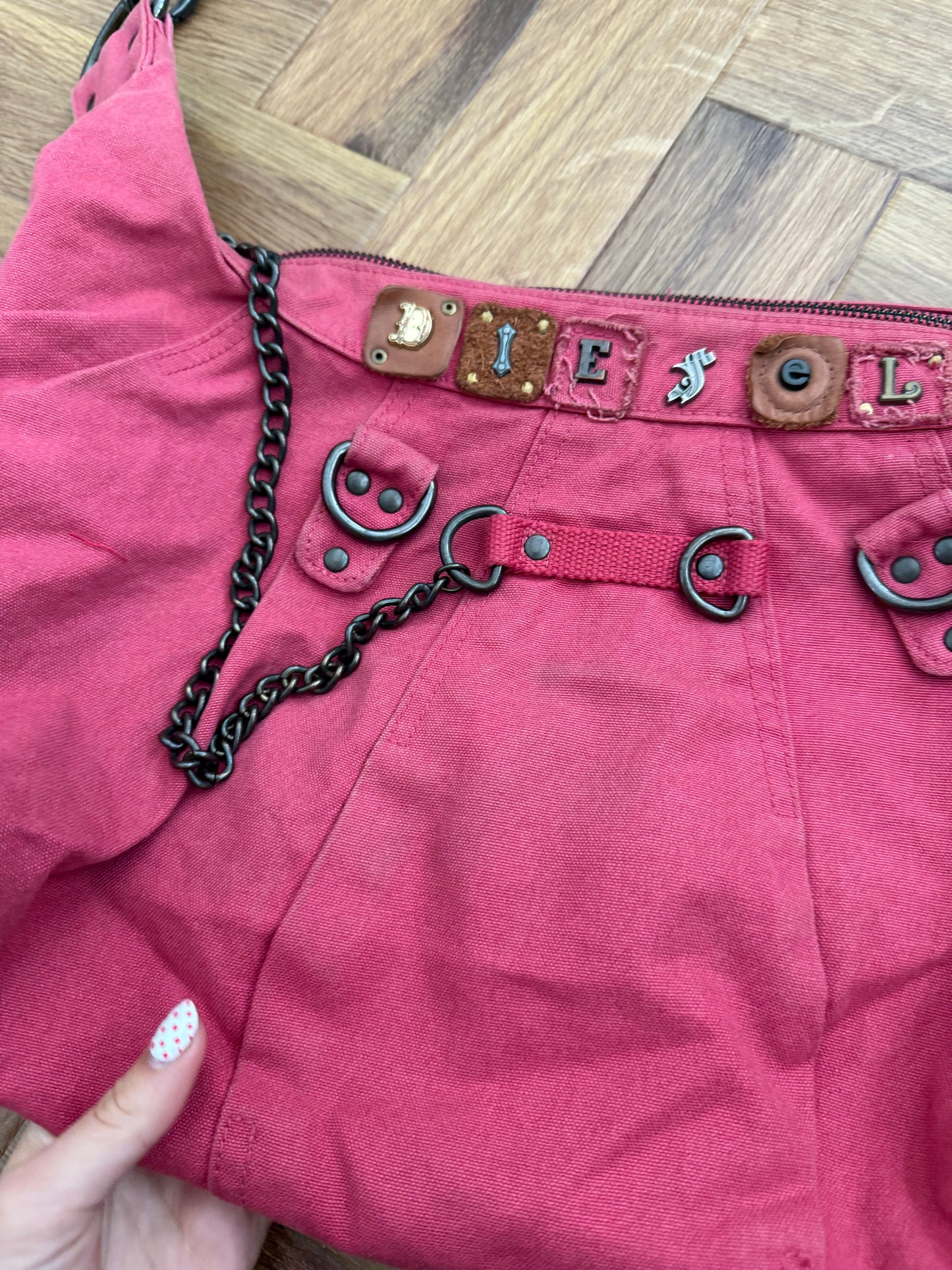 Pink Diesel Slouchy Shoulder Bag