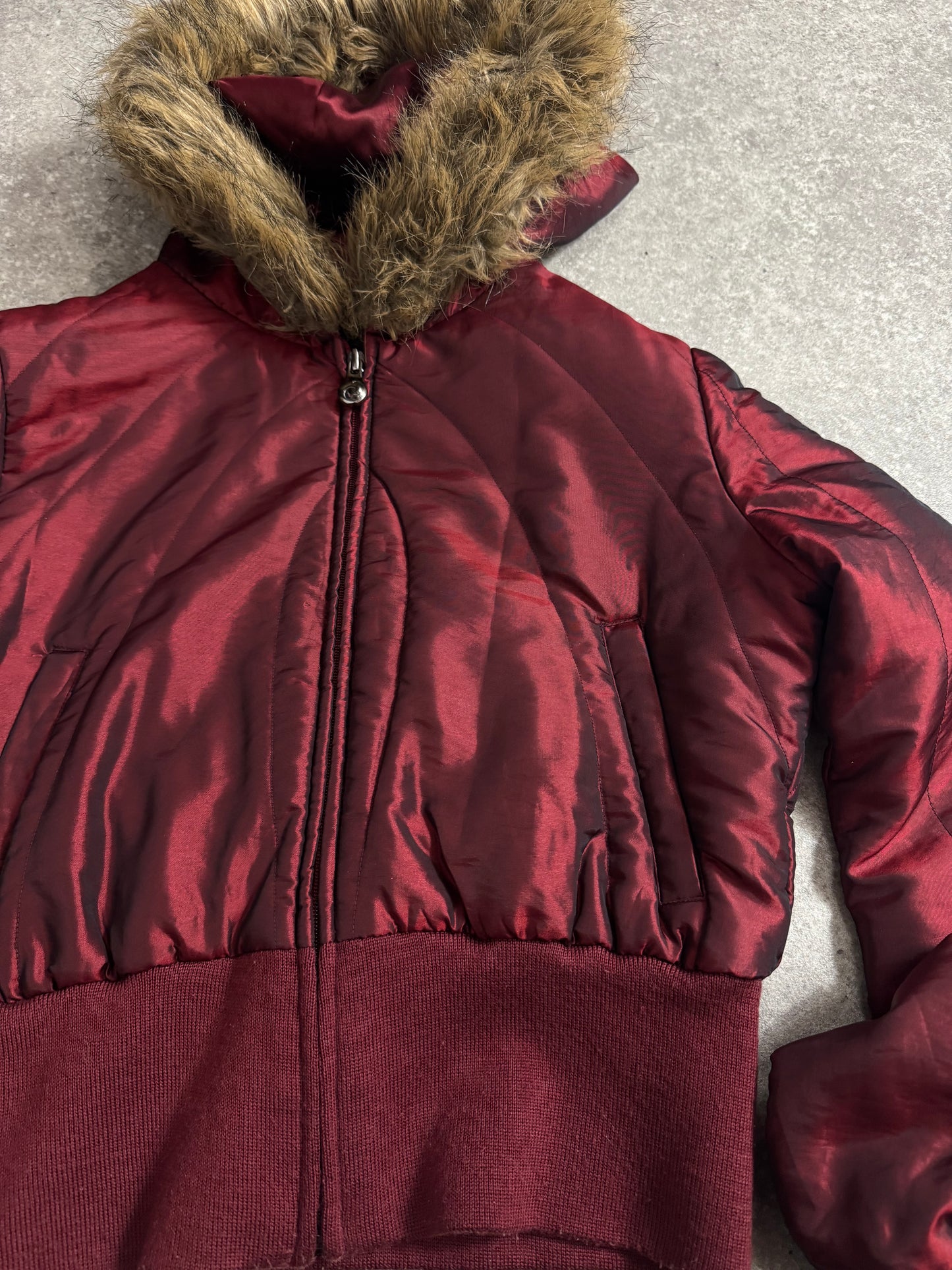 Burgundy Iridescent Puffer Jacket (M)