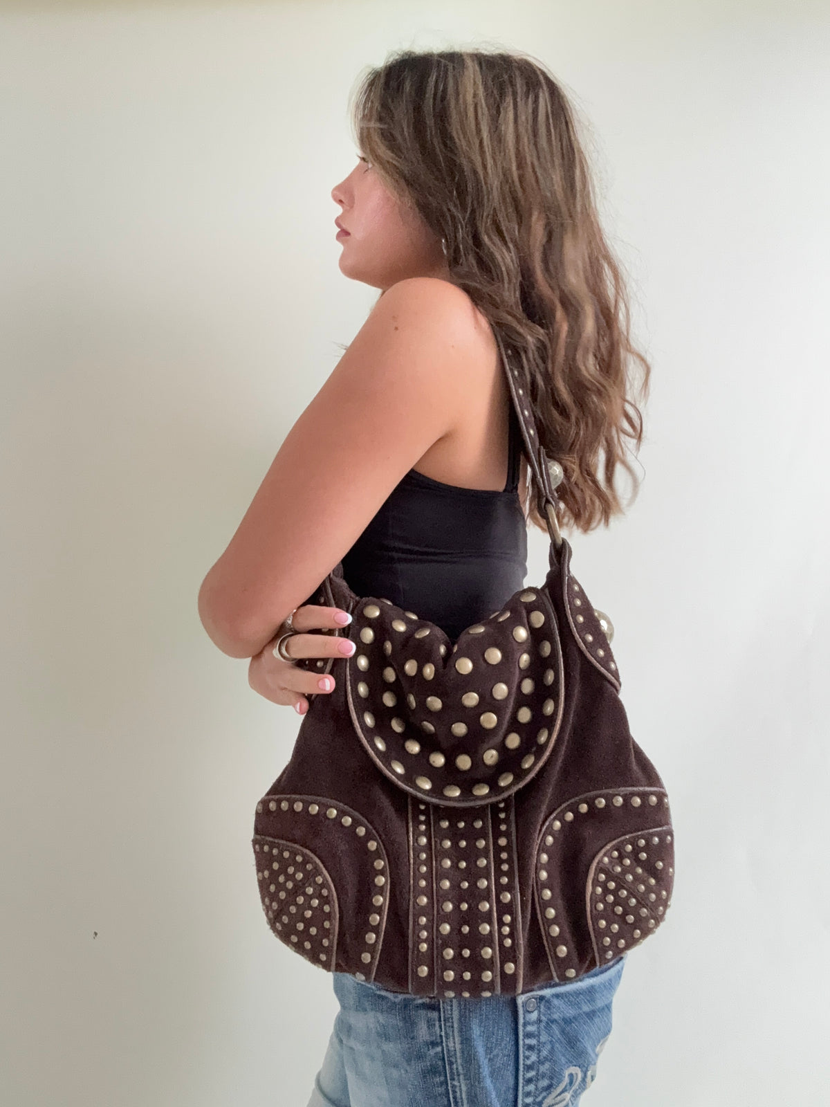 DKNY Studded Suede Handbag