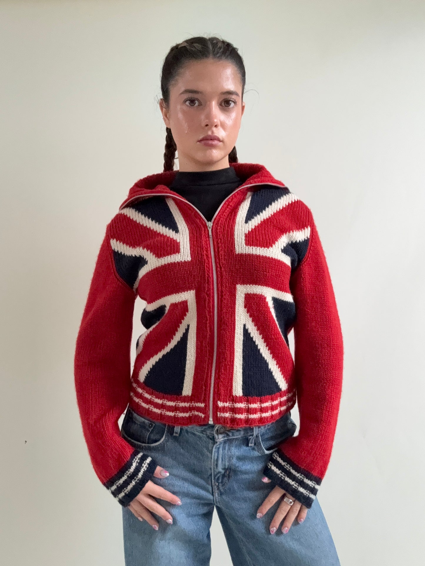 Vintage Wool Union Jacket Zip Jumper (UK12)