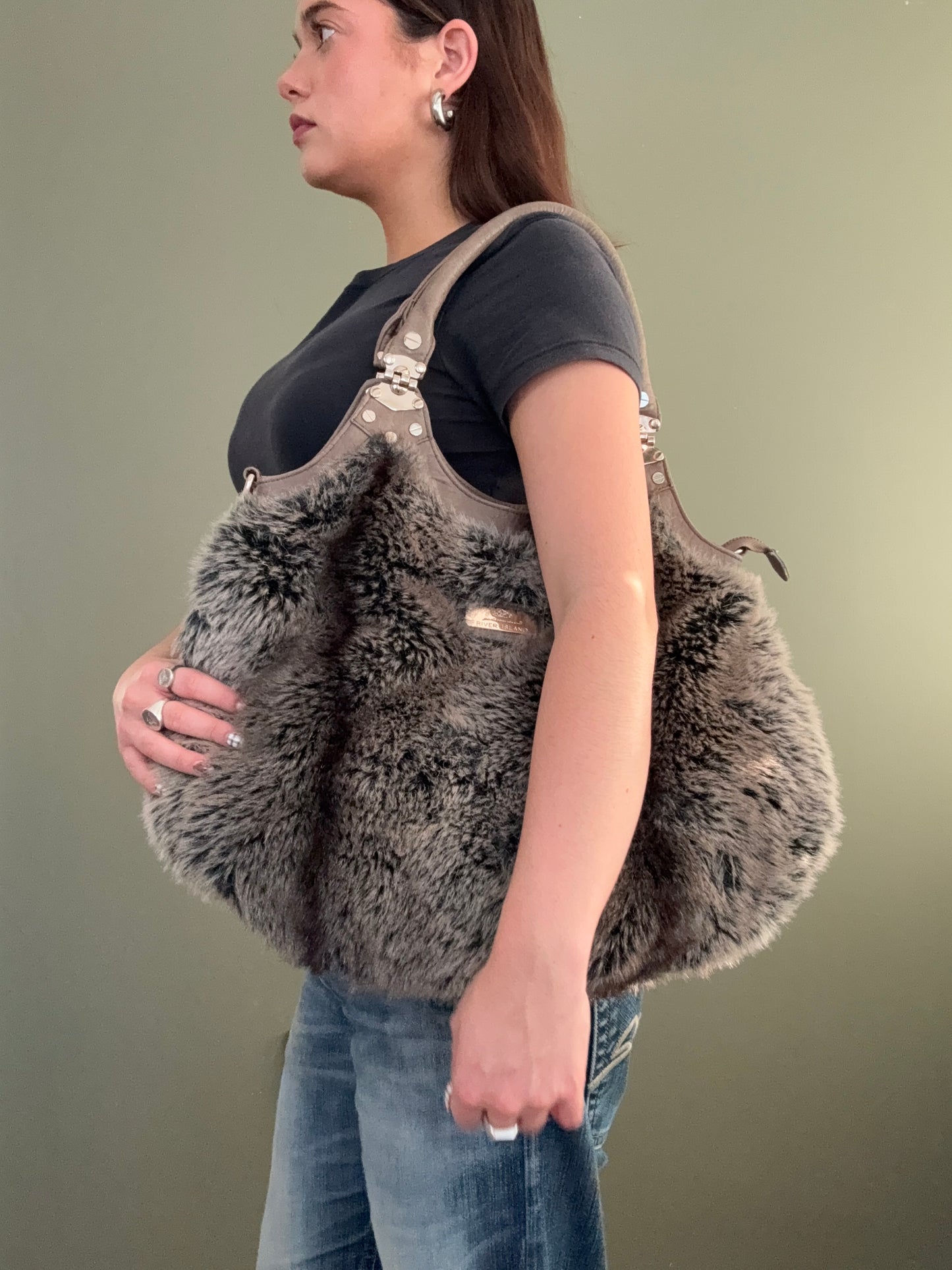 Large Faux Fur Shoulder Bag