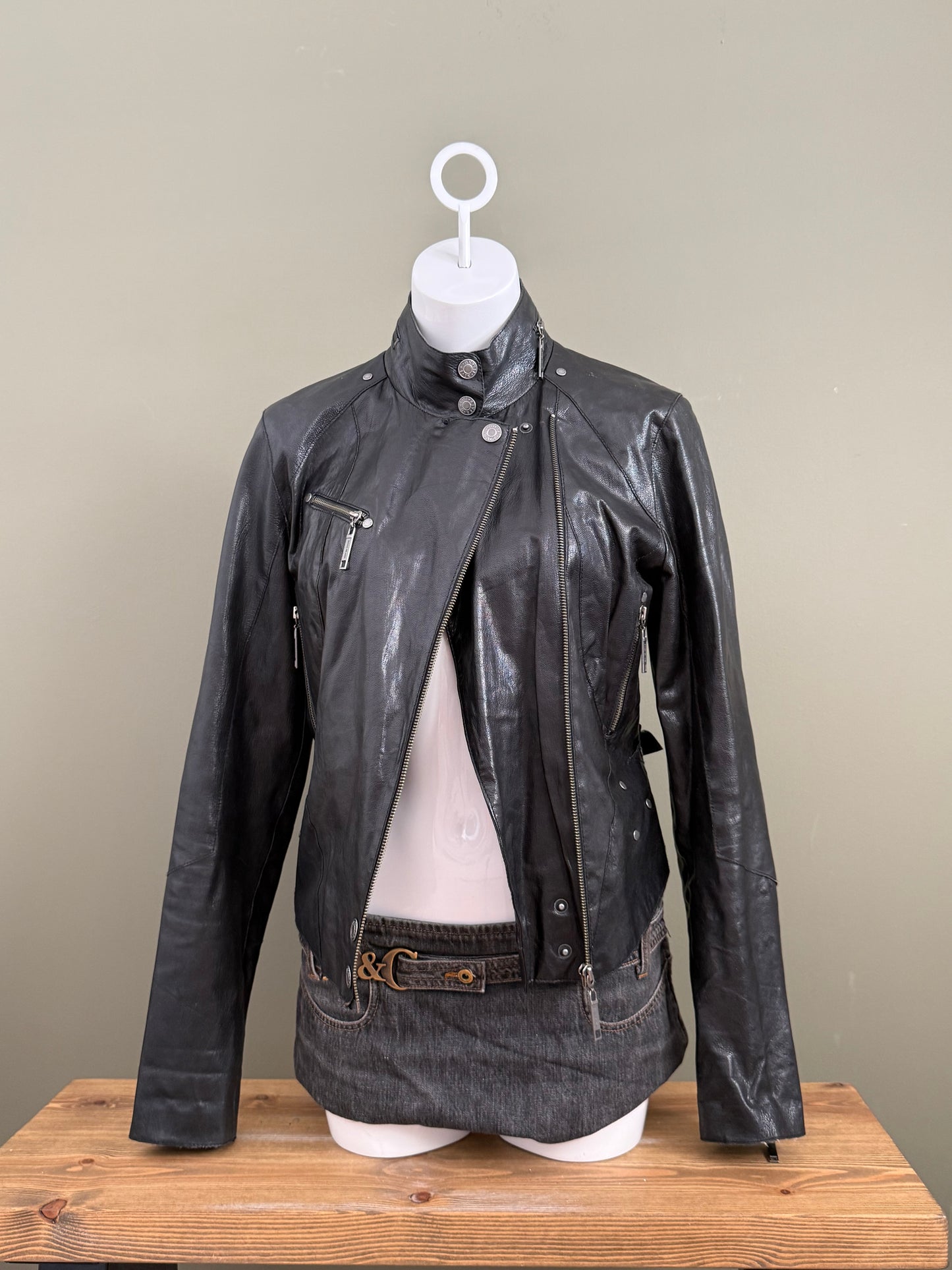Leather Biker Jacket (UK14)
