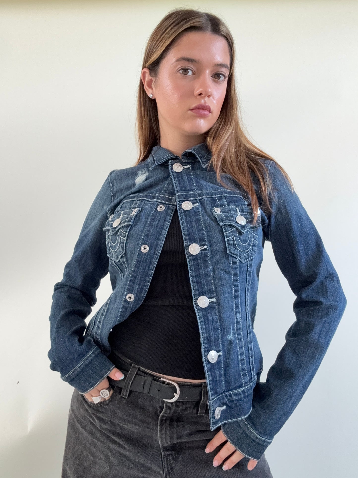 True Religion Denim Contrast Stitch Denim Jacket (S)