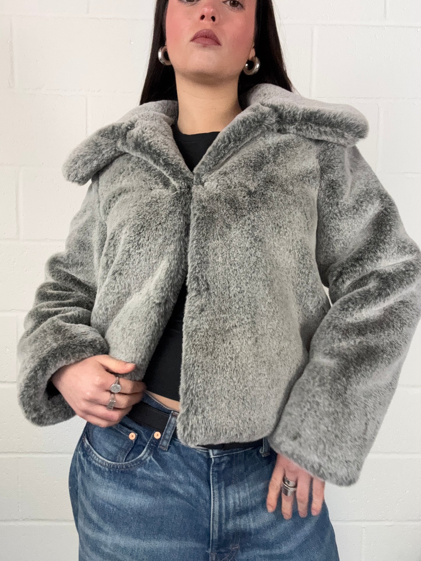 Faux Fur Grey Jacket (UK8)