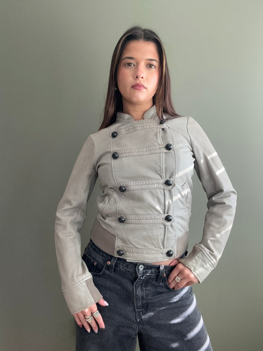 Leather Military Style Jacket (S)