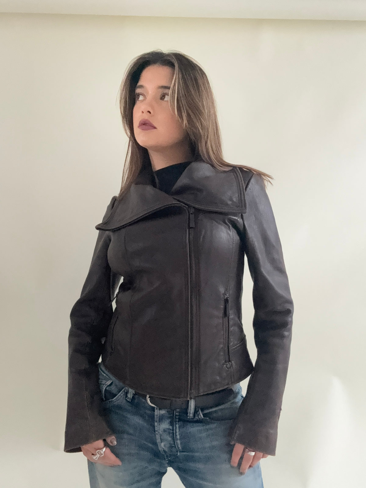 Michael Kors Asymmetric Leather Jacket (S)