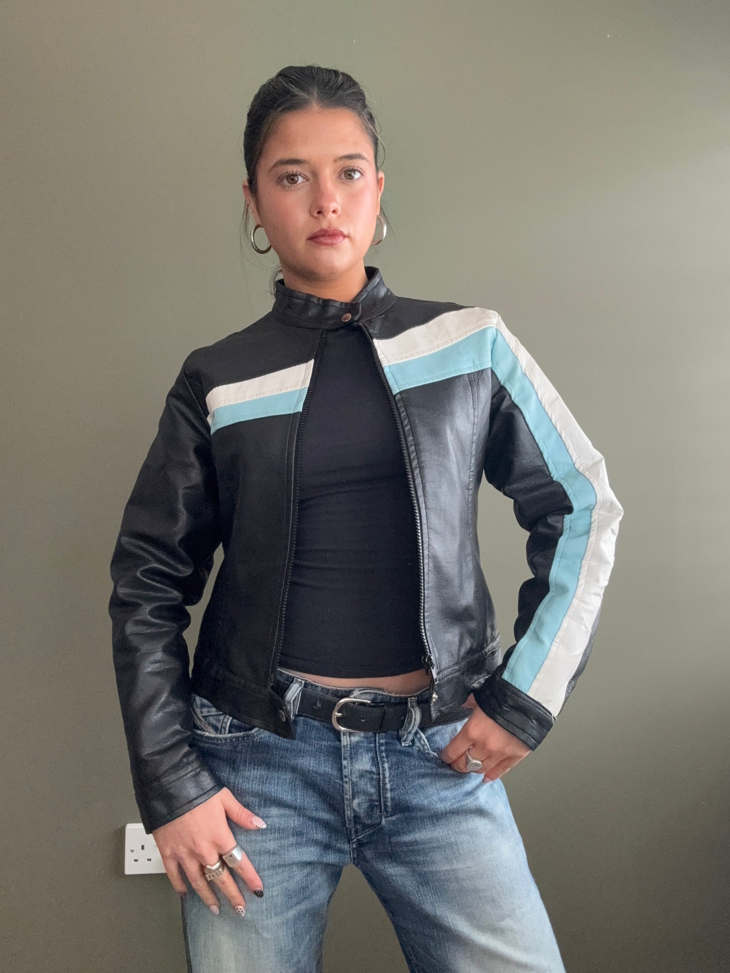 Faux Leather Racer Jacket (UK10)