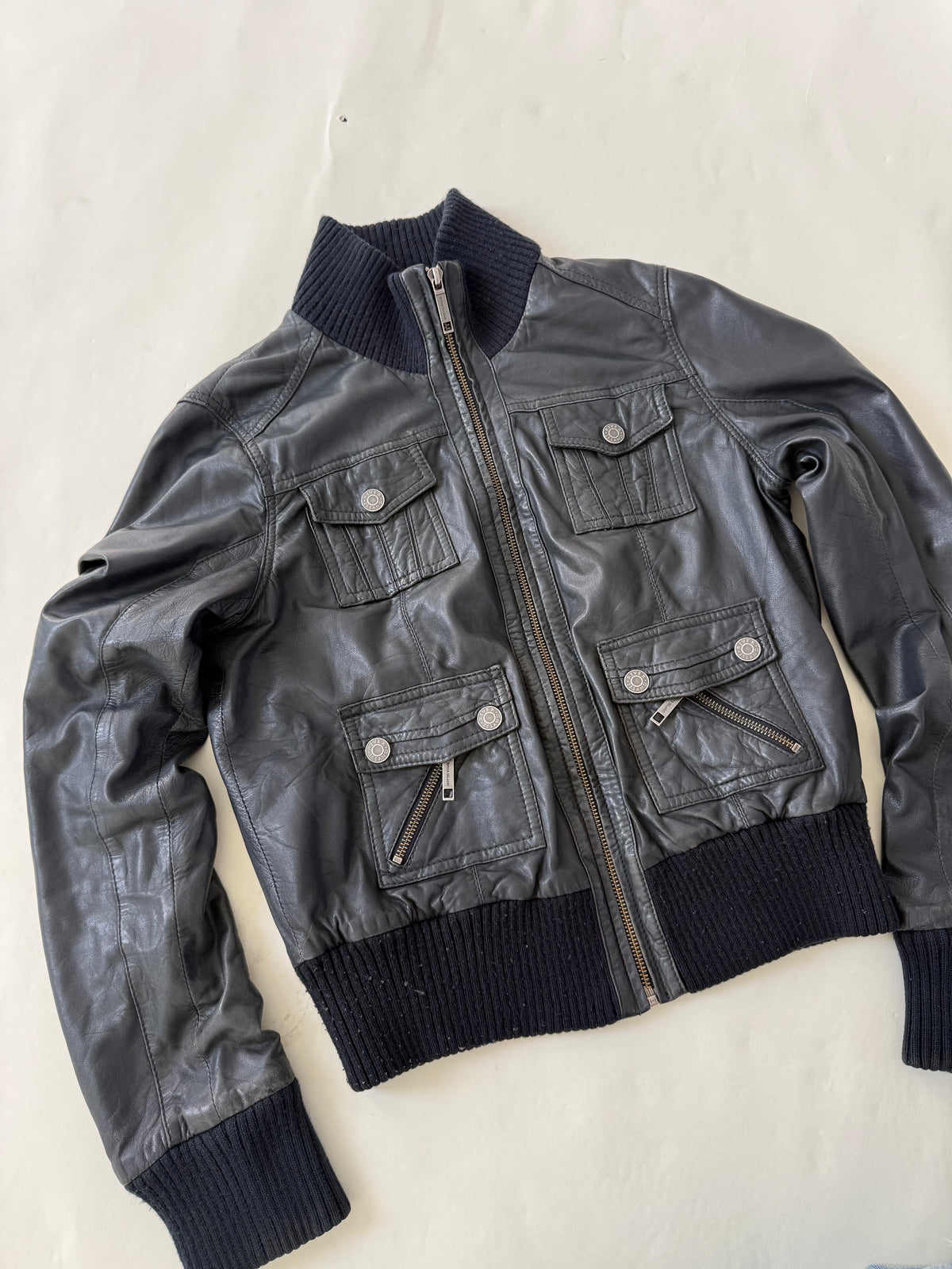 Vintage Leather Cargo Jacket (UK12)