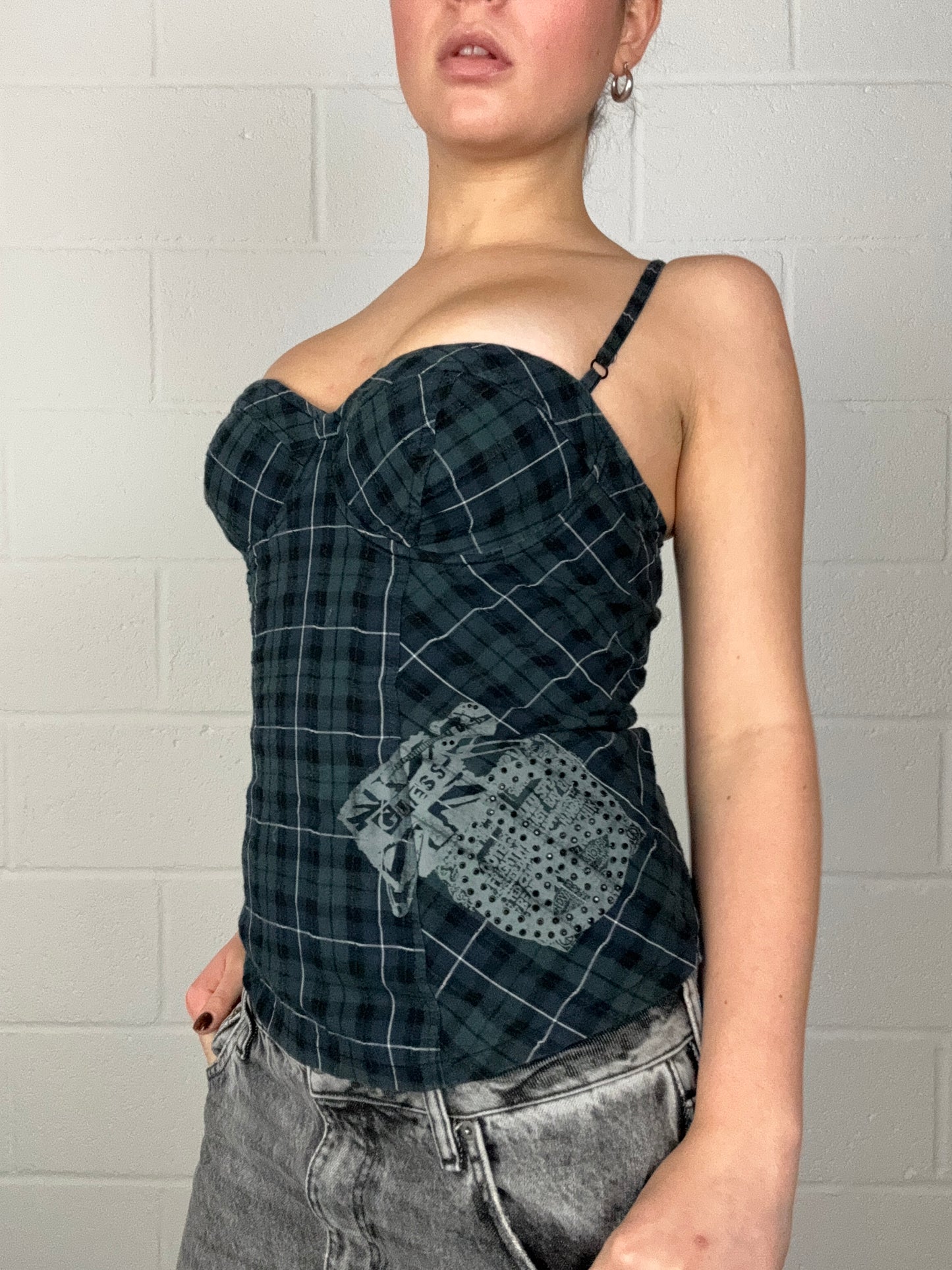 Guess Tartan Corset Top (S)