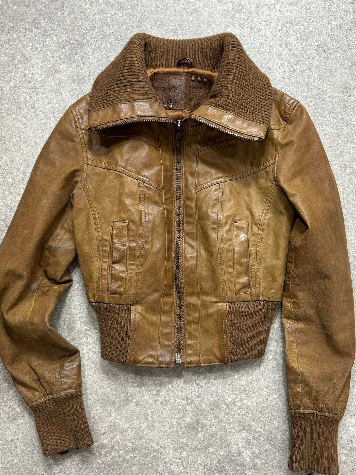 Y2K Leather Bomber Jacket