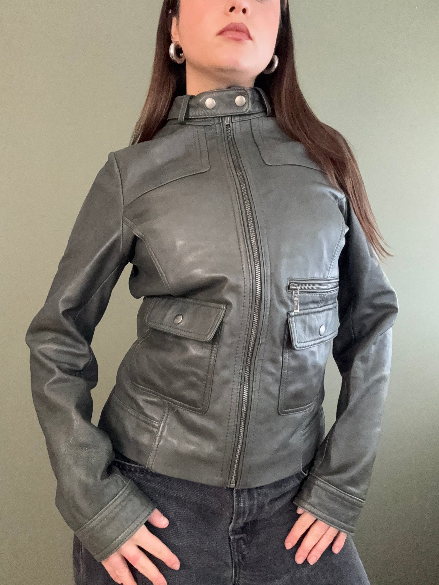 Leather Cargo Jacket (UK10)