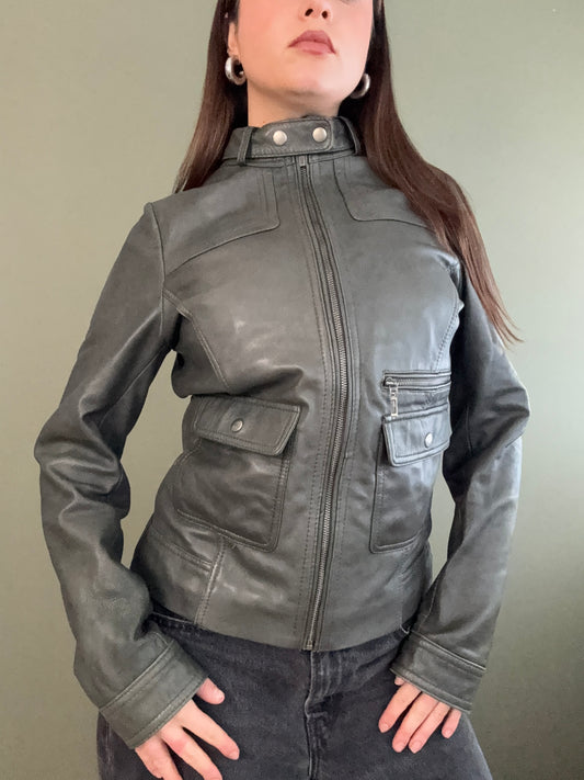 Leather Cargo Jacket (UK10)