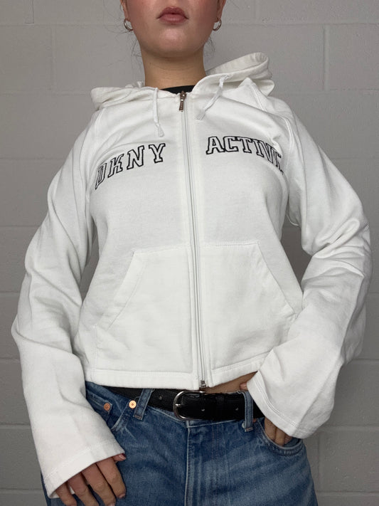 DKNY White Zip Hoodie (M)