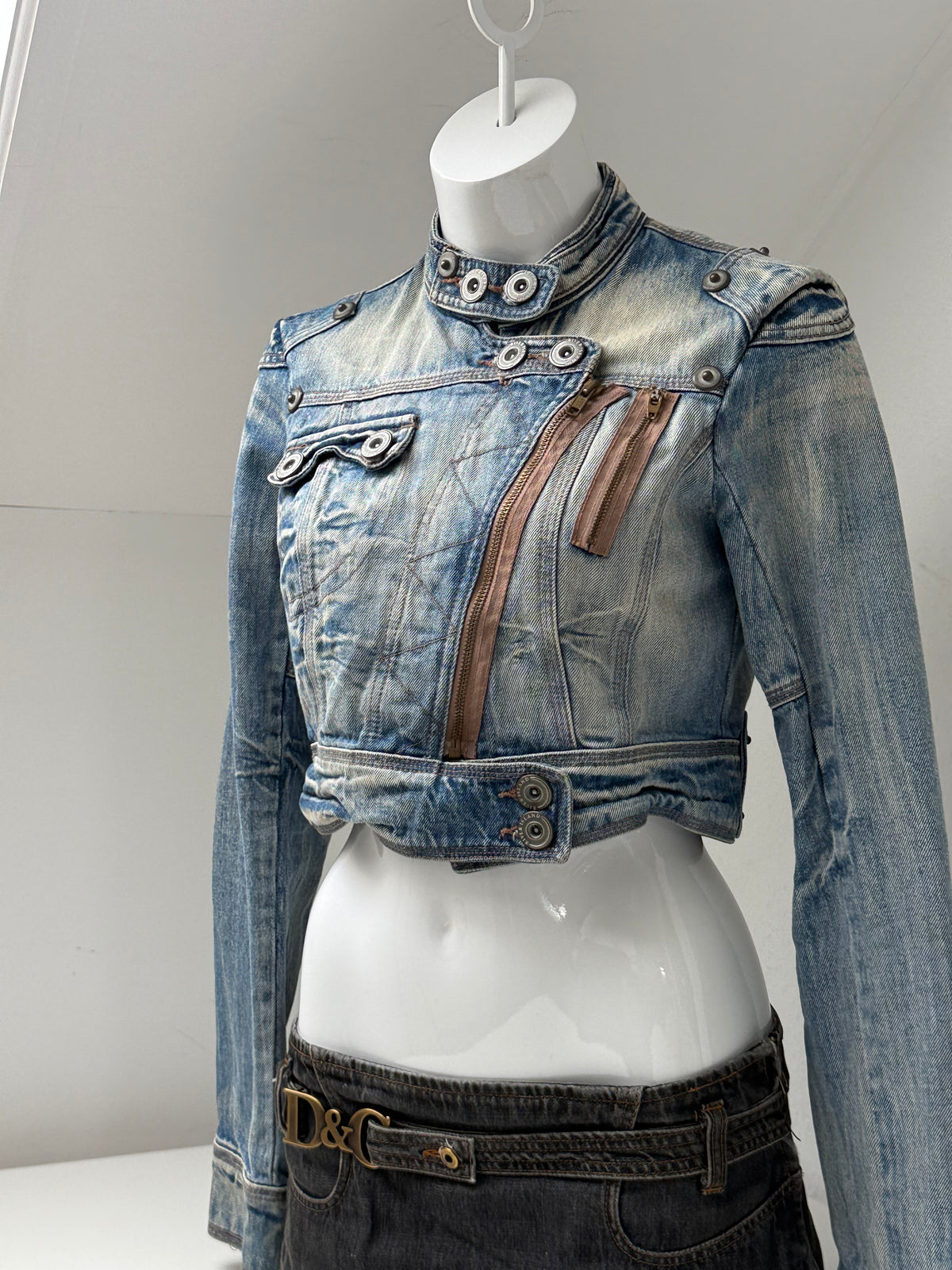 Cropped Denim Utility Jacket (UK12)