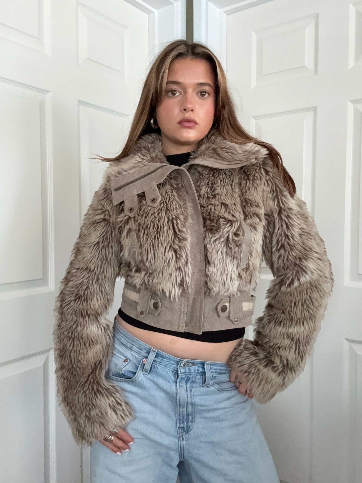 Faux Fur Bomber Jacket (UK10)