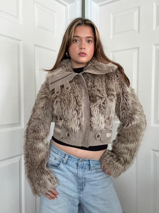Faux Fur Bomber Jacket (UK10)