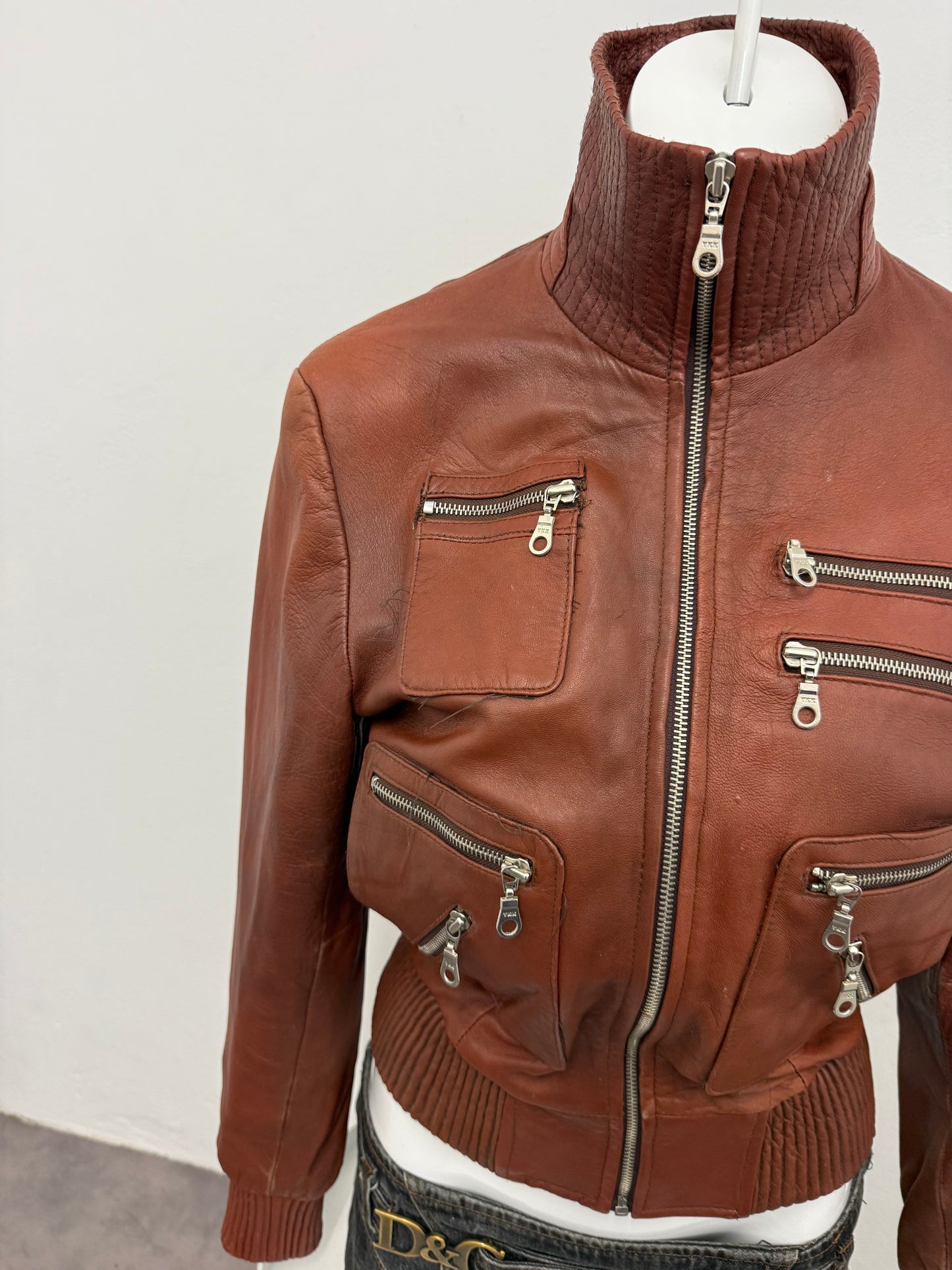 Leather Cargo Jacket (L)