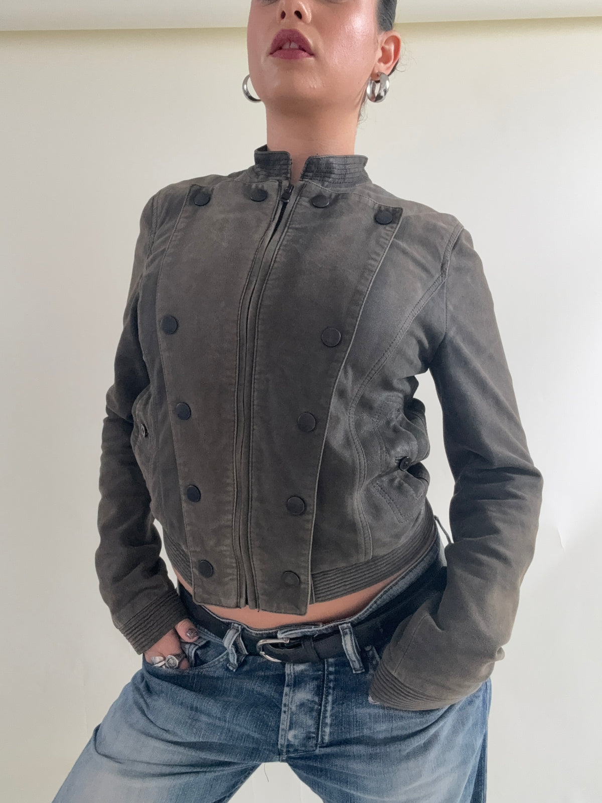 Vintage Diesel Leather Military Jacket (S)