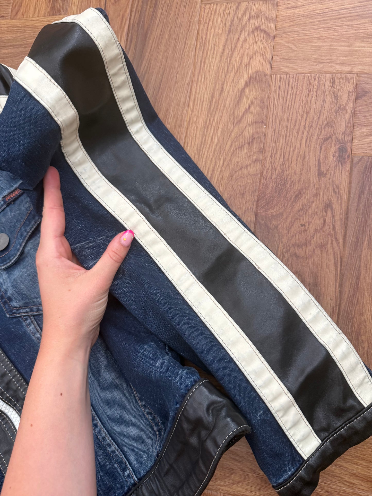 Denim Fitted Biker Jacket (M)