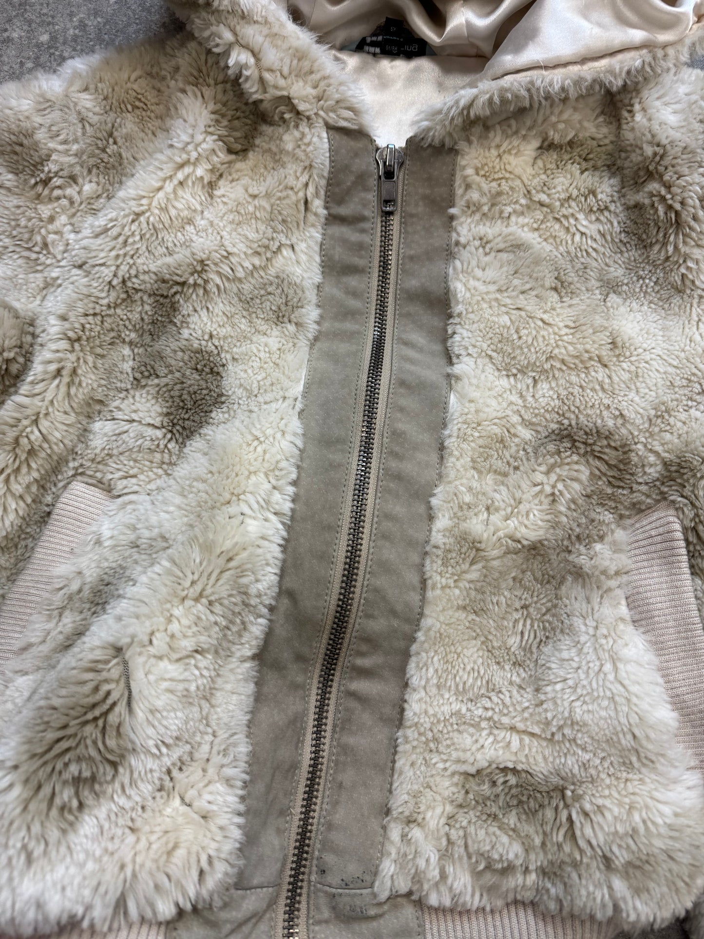 Cream Faux Fur Hooded Jacket (UK10)