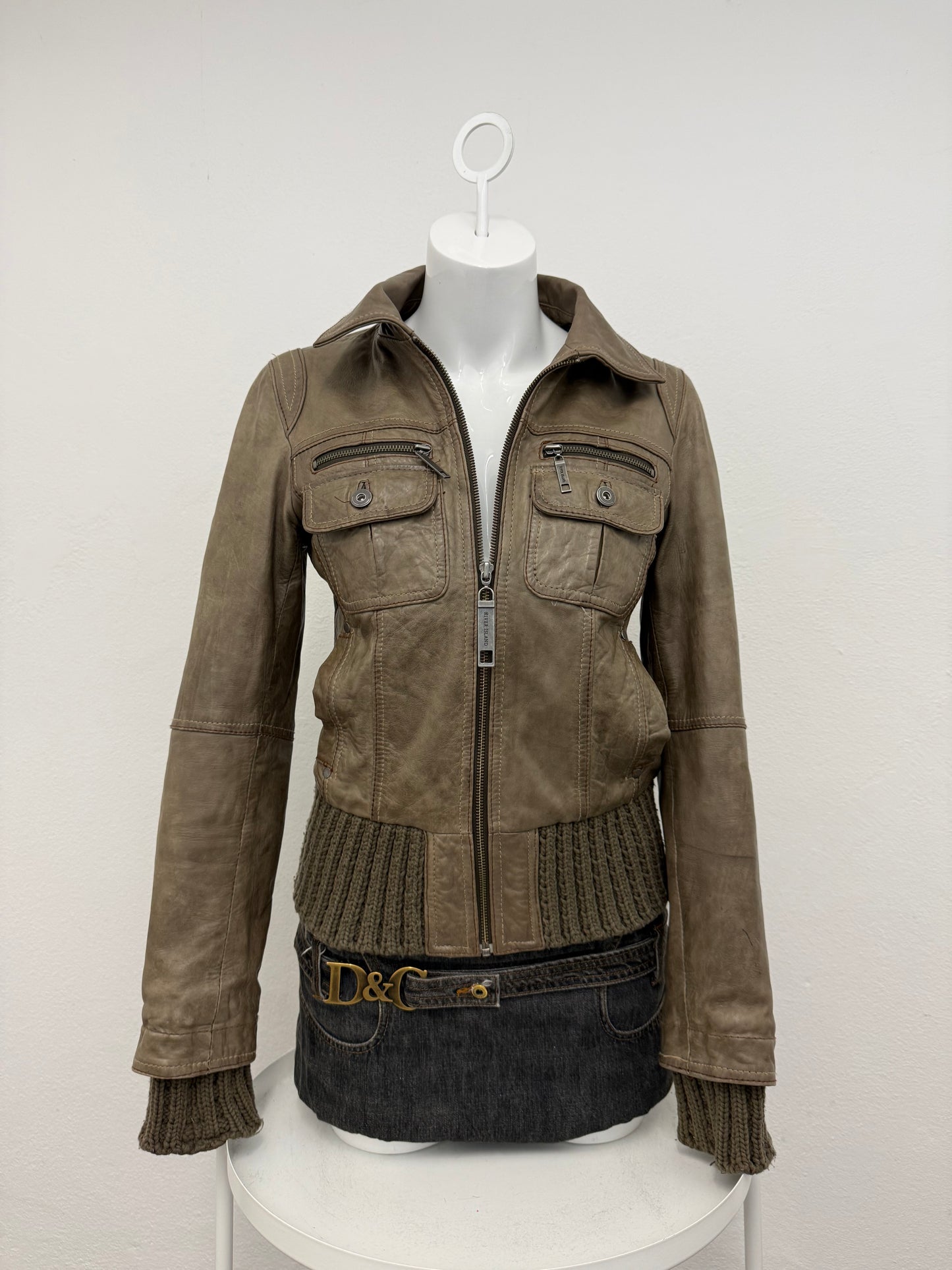 Leather Bomber Jacket (UK12)