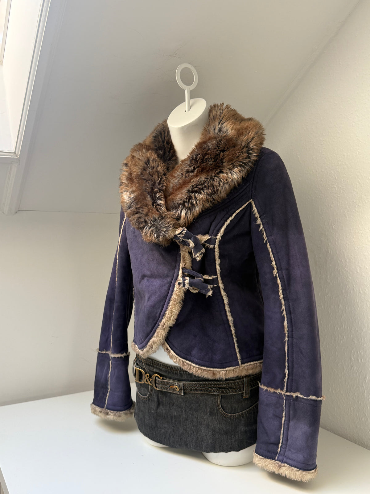 Miss Sixty Purple Faux Fur Jacket (L)