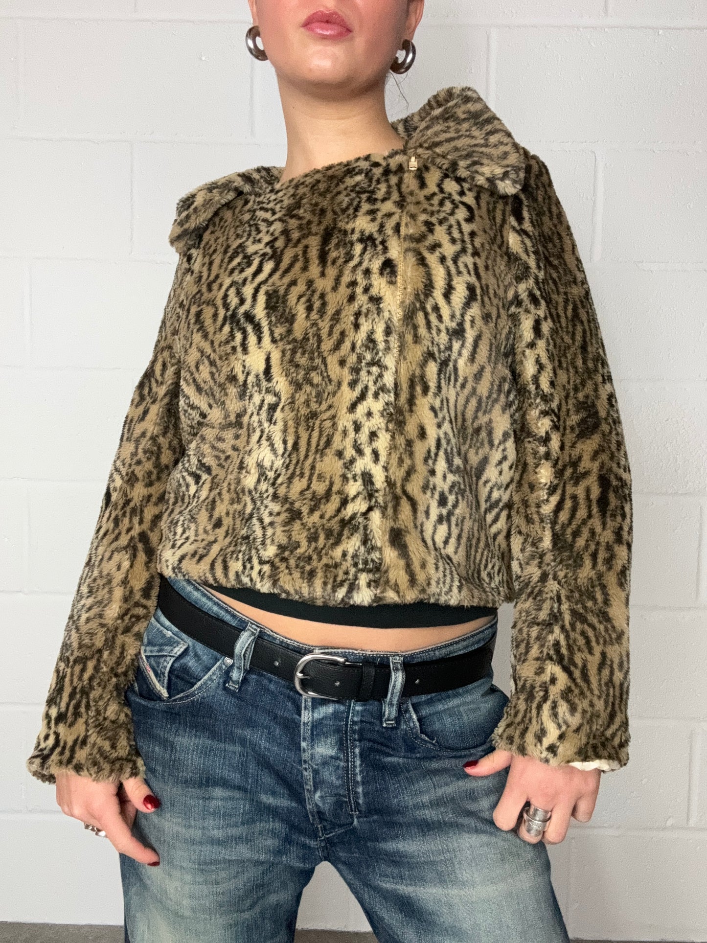 Y2K Leopard Faux Fur Jacket