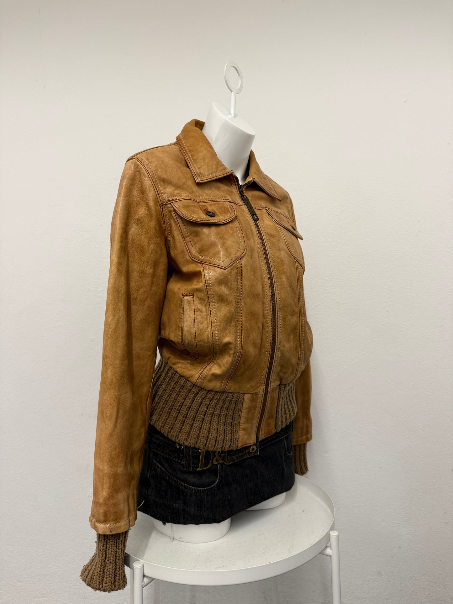 Leather Bomber Jacket (UK16)