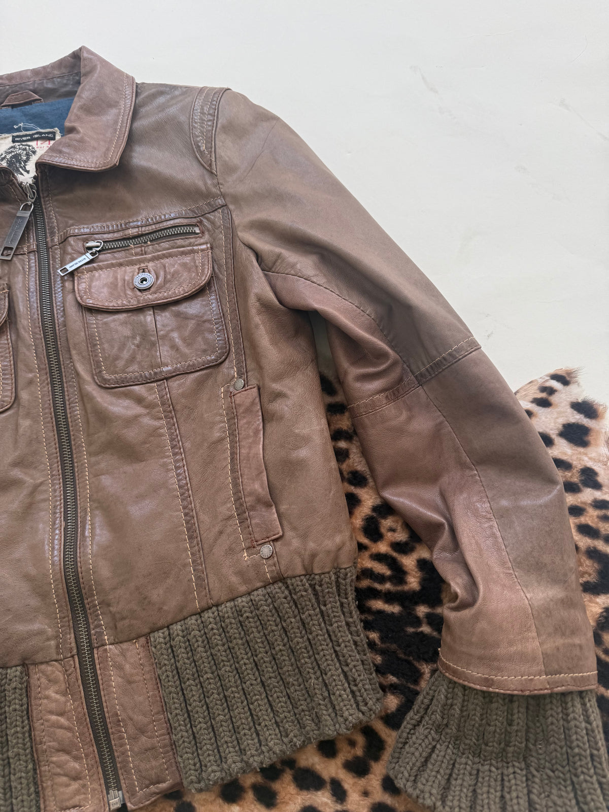 Vintage Leather Bomber Jacket (UK14)