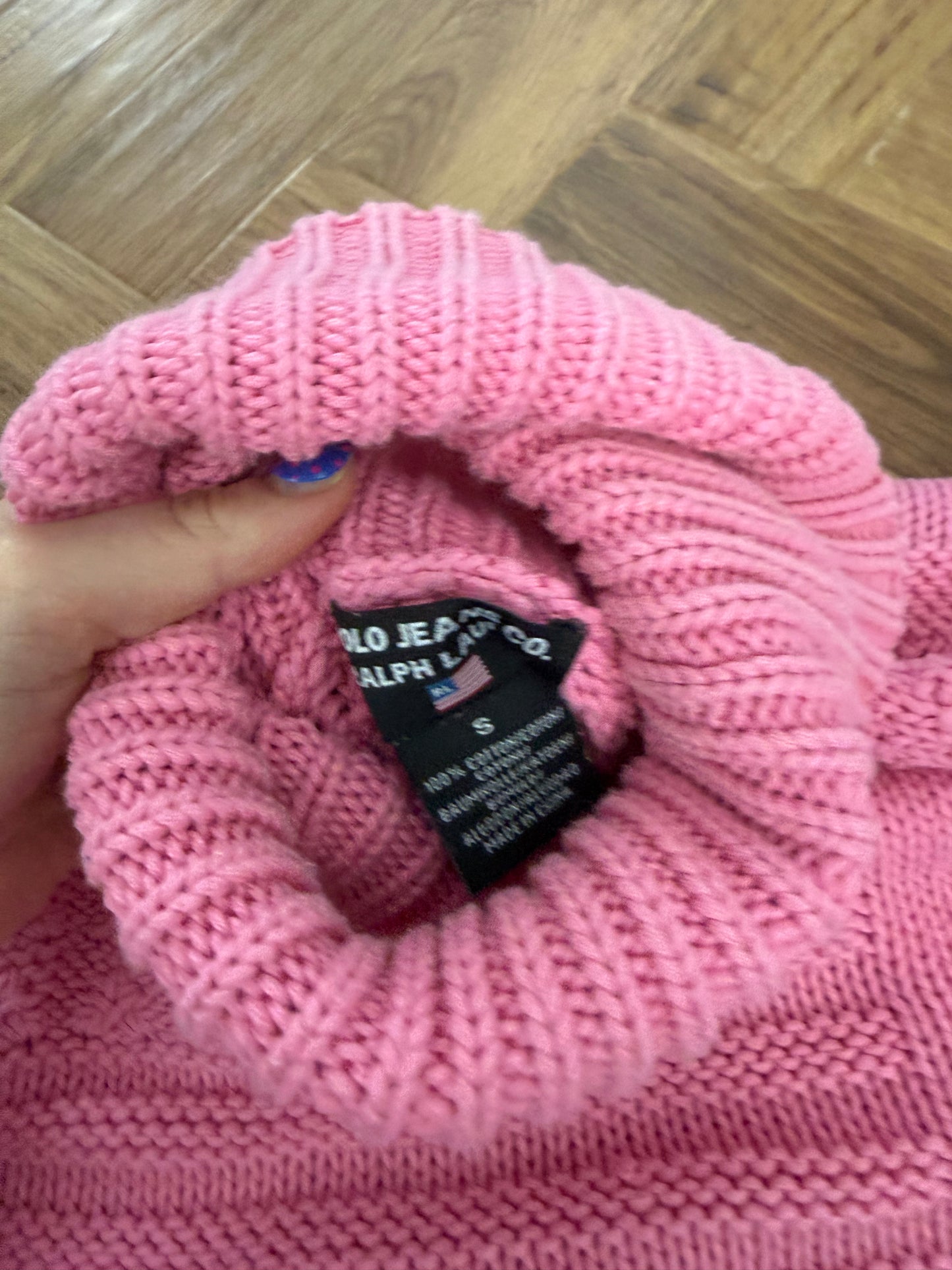 Ralph Lauren Pink Knit Flag Jumper (S)