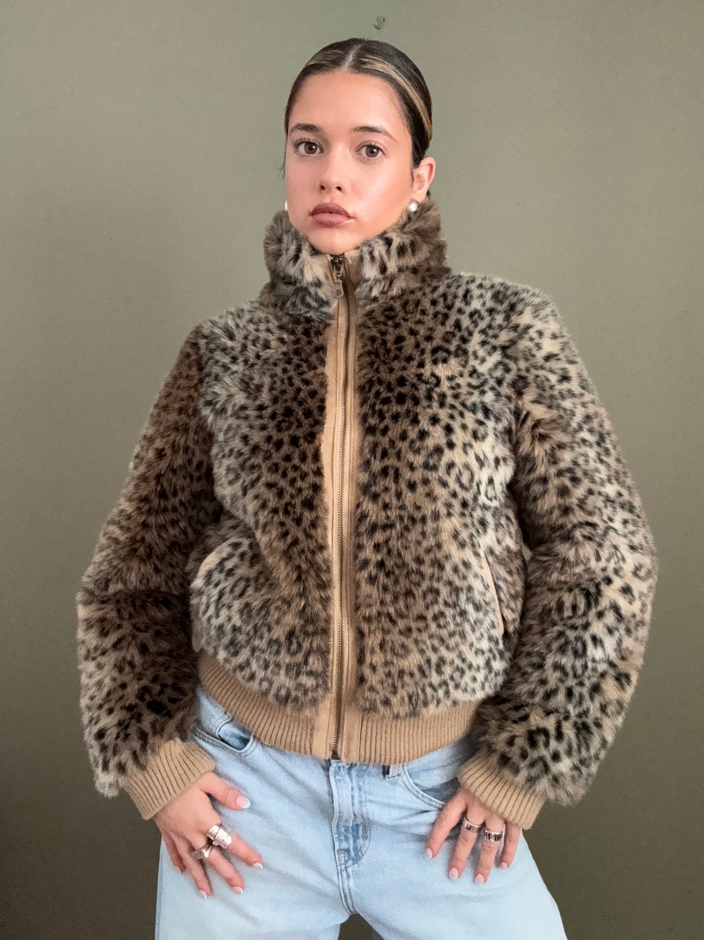 Faux Fur Leopard Jacket (UK10)