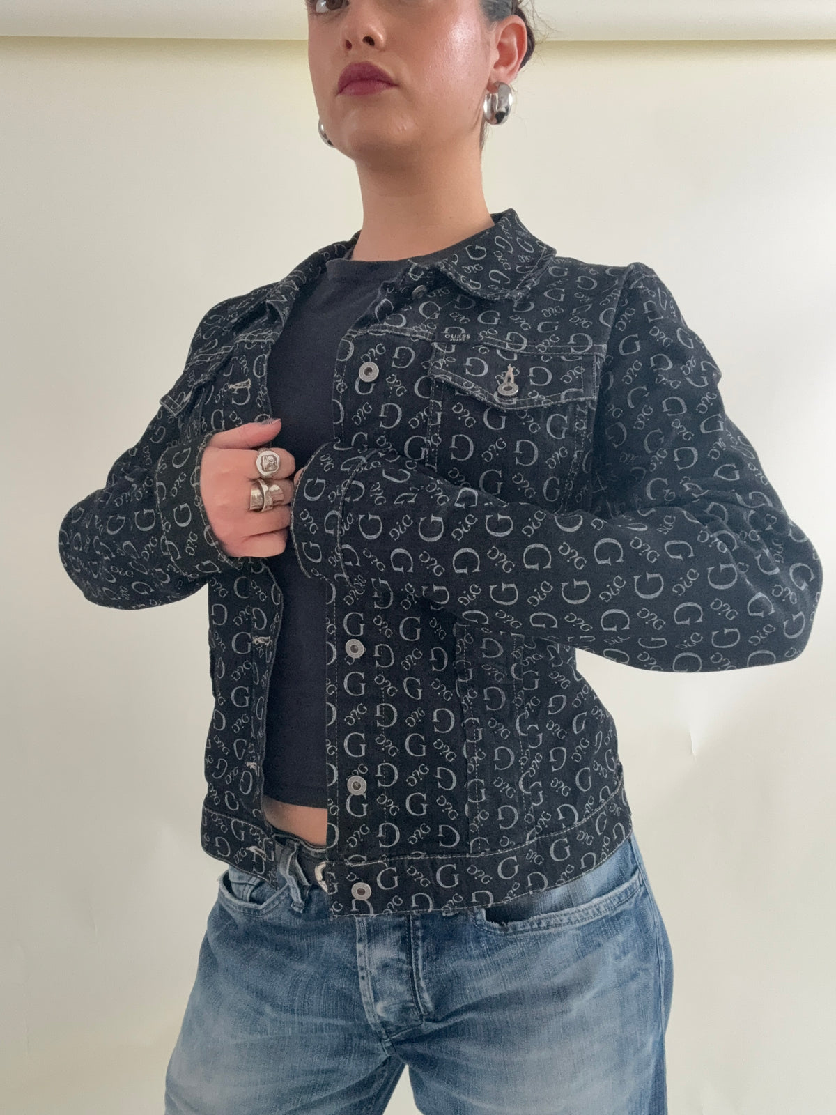 Vintage Guess Monogram Denim Jacket (M)